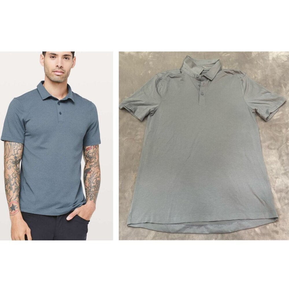 Lululemon Evolution Men's Blue Short Sleeve Polo Shirt - 27569